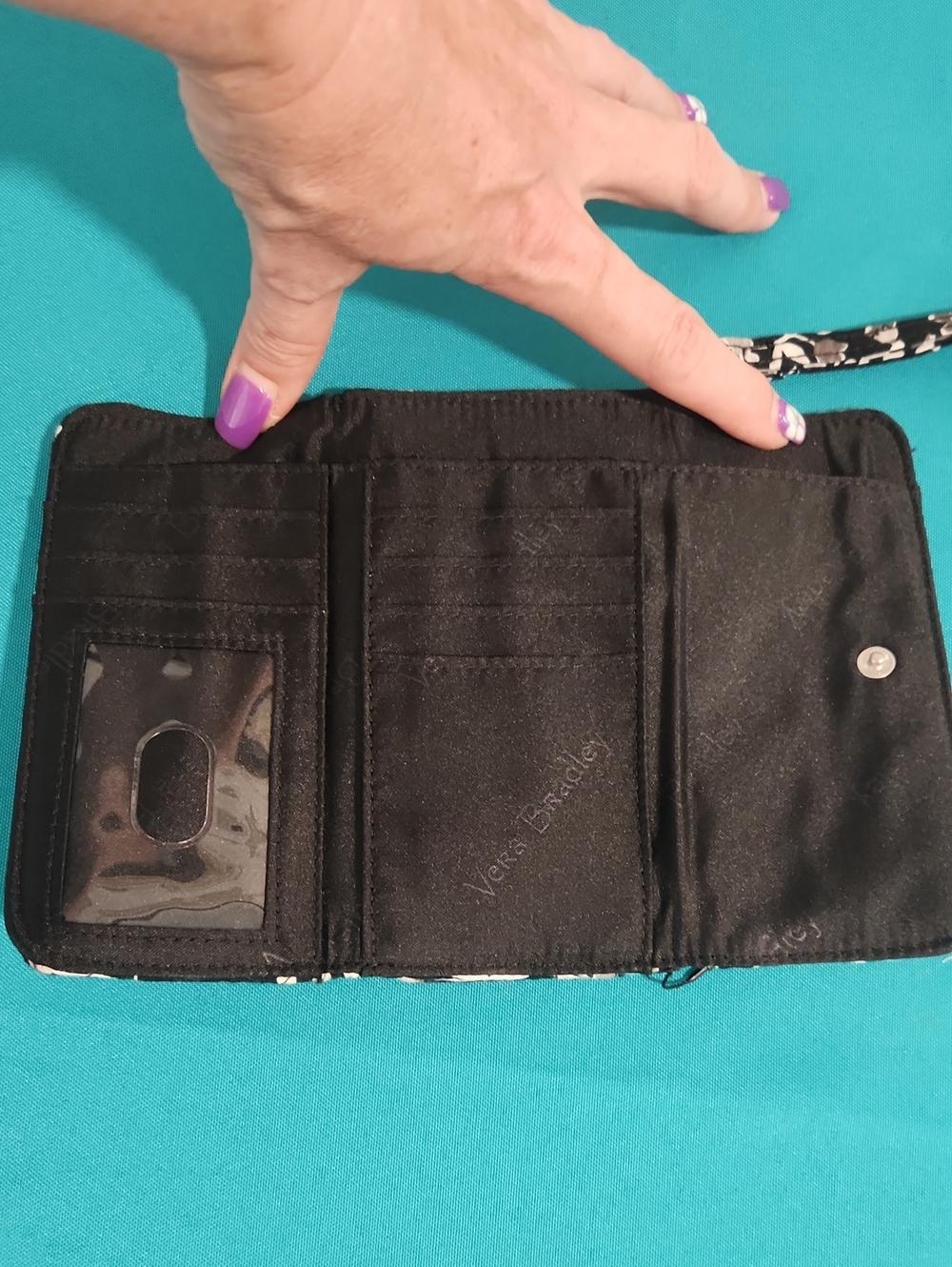 Vera Bradley Black Floral Quilted Wristlet Wallet - Picture 3 of 3